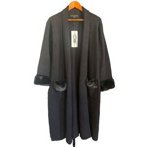 NWT MAX SPORT WOMEN'S CARDIGAN MEDIUM LONG KNIT fur accents pockets